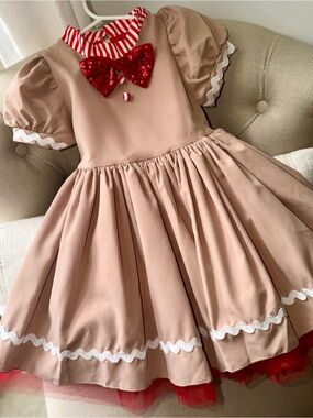 Girls Gingerbread Dress Costume Holiday Dance Photos 18-24 months